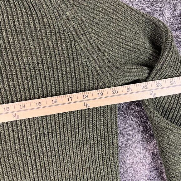 American Eagle Ribbed Chunky Knit Sweater Fisherman Green Crewneck Men's L* - Picture 4 of 9